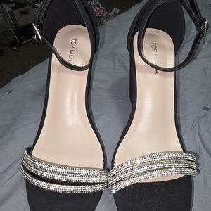 Top Moda Black and Silver Women's Heels
